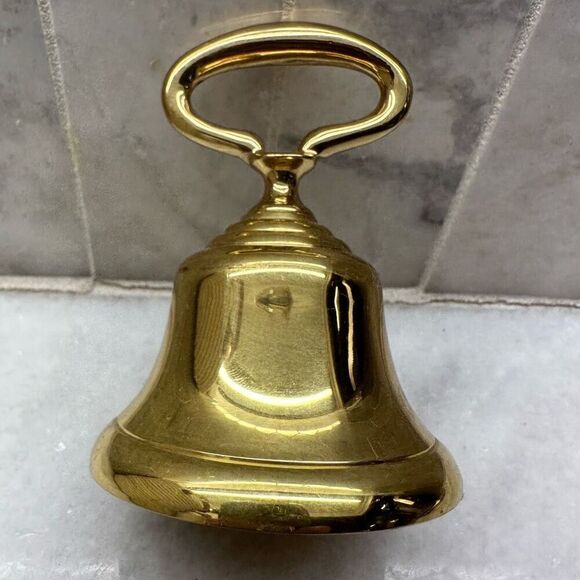 Made In India Lacquered In USA Polished Brass Hostess Bell Gold-tone Size 4" - Picture 1 of 4